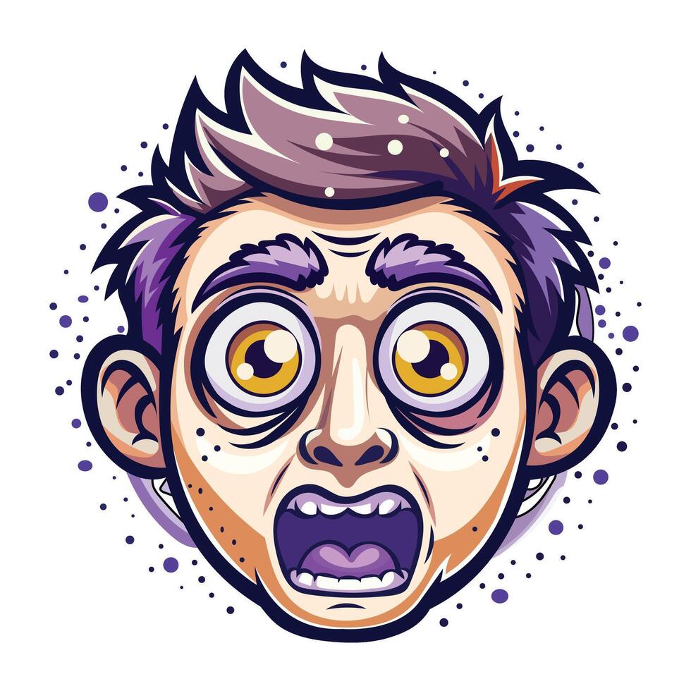 A flat sticker of a character with surprising face vector