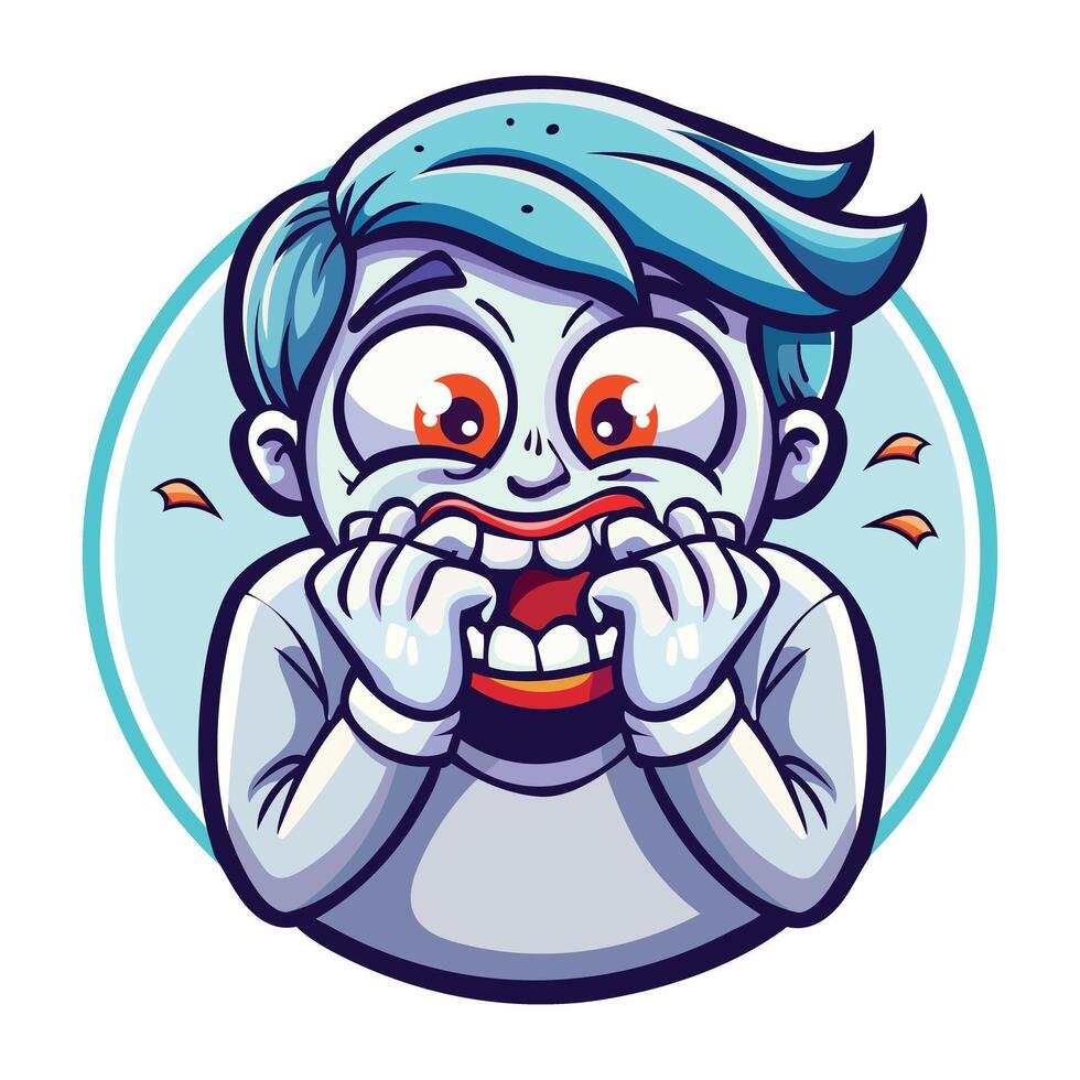 A flat sticker of a worried character vector