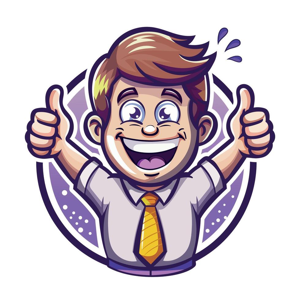 A flat sticker of a character doing thumbs up vector