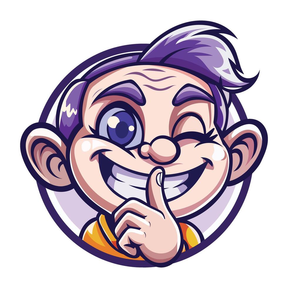 A flat sticker of a character putting finger on his mouth depicting keep quit expression vector
