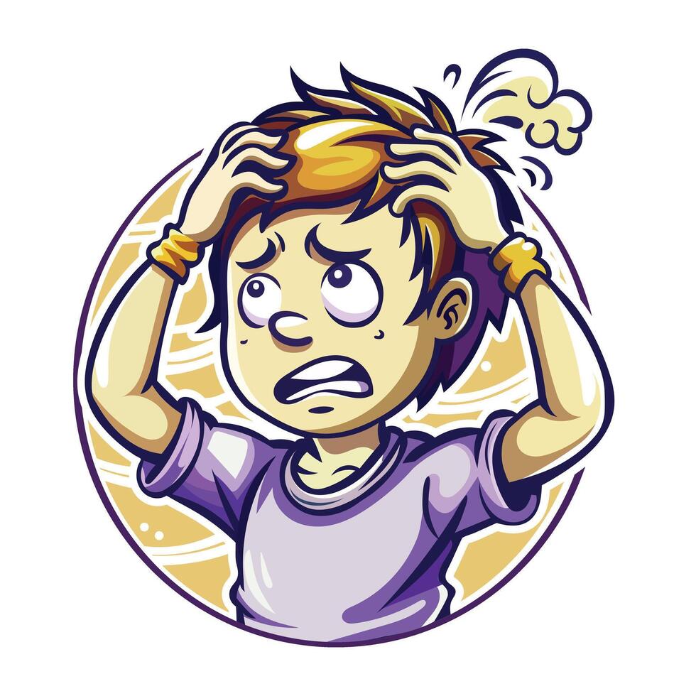 A flat sticker of perplexed boy vector