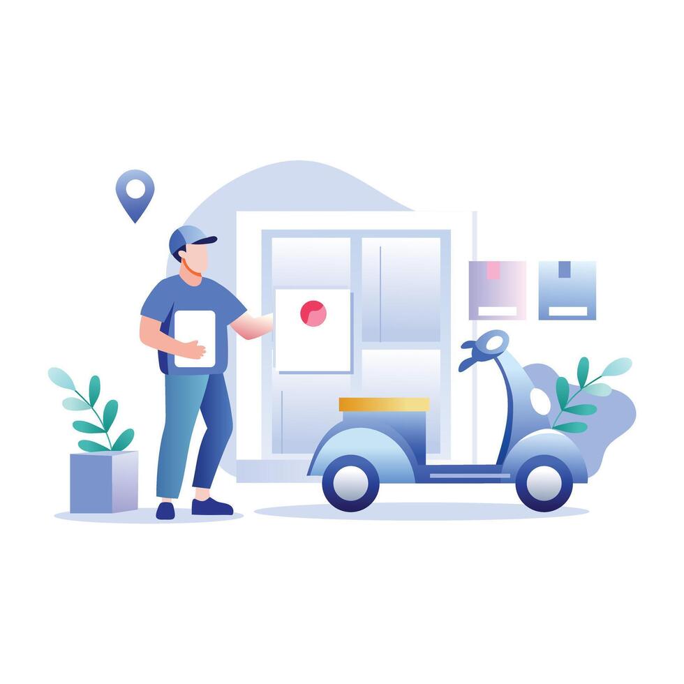 A flat illustration of delivery rider vector