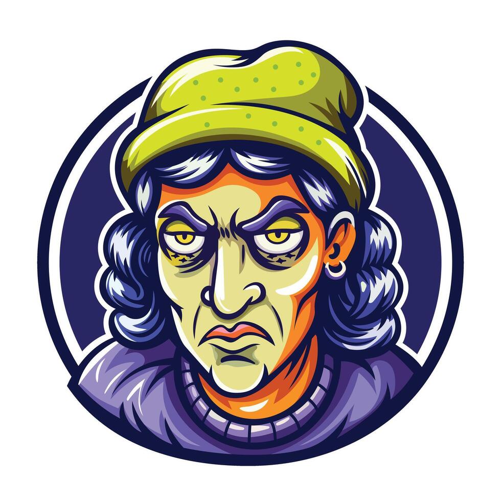 A flat sticker of serious character vector