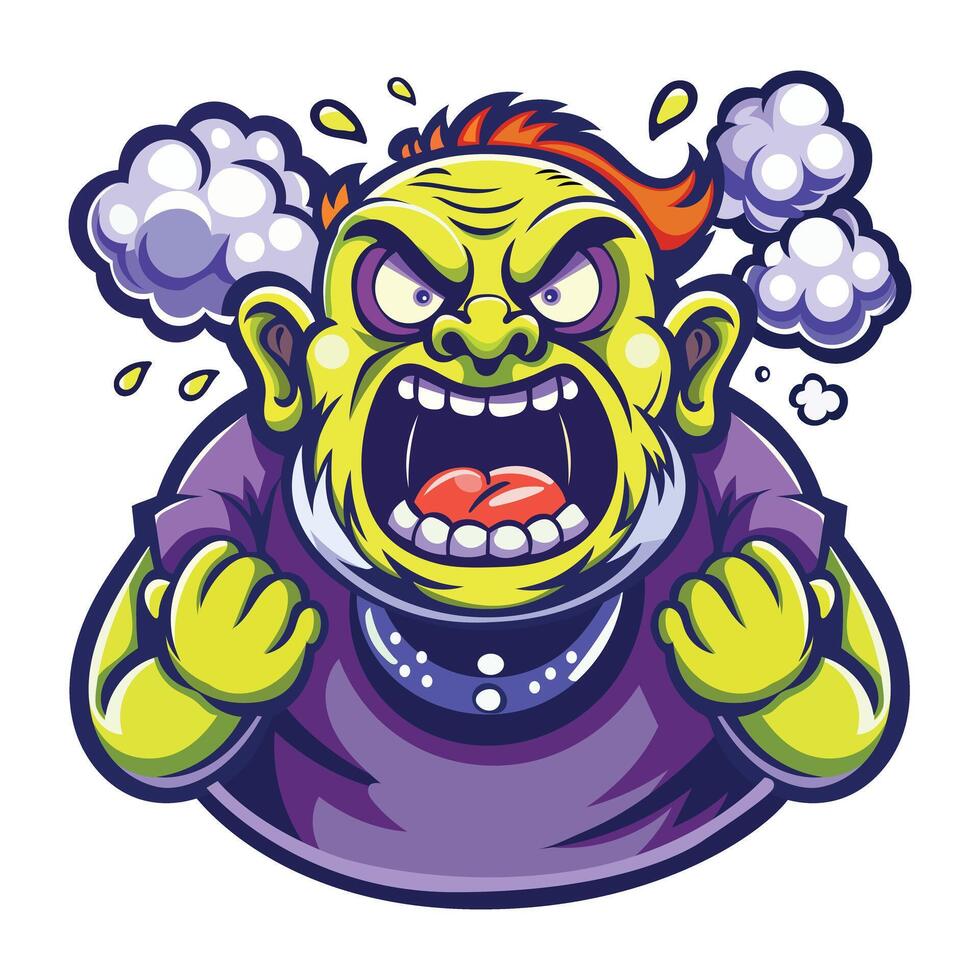 A flat sticker of furious man shouting with anger vector