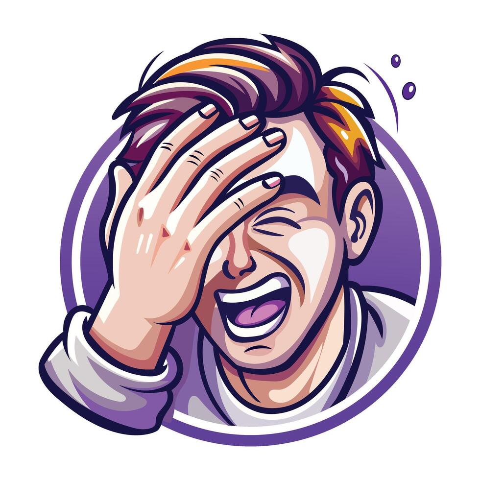 A flat style sticker of so funny laughing vector