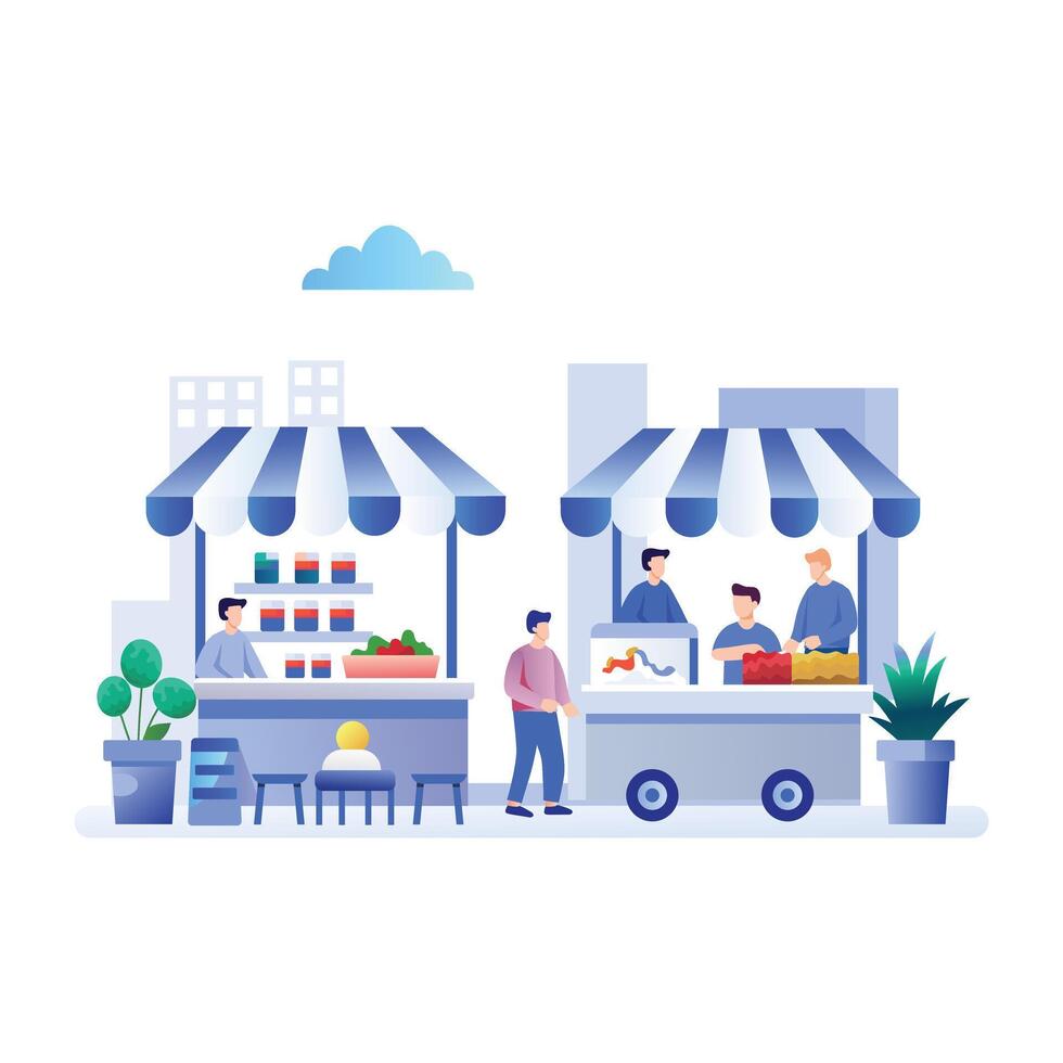 A flat illustration of marketplace vector