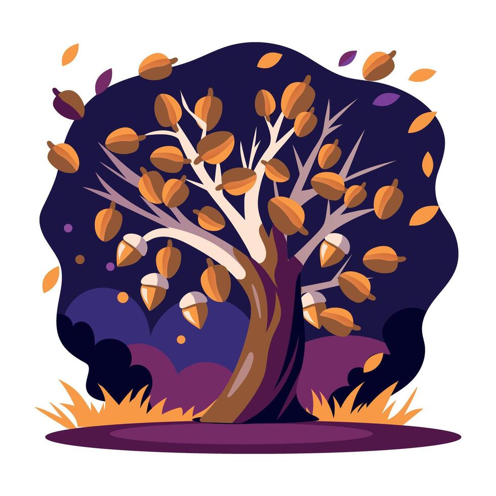 A flat illustration of autumn tree vector