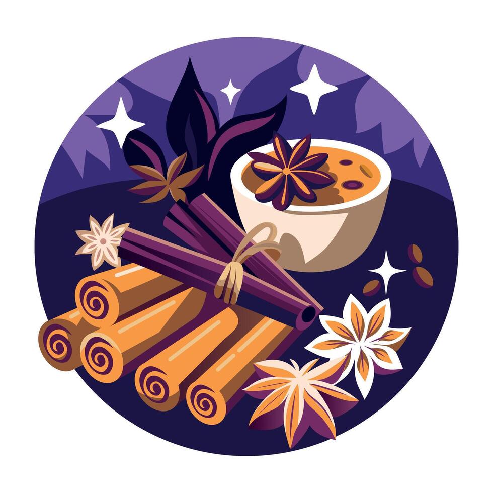 A flat illustration of different spices vector