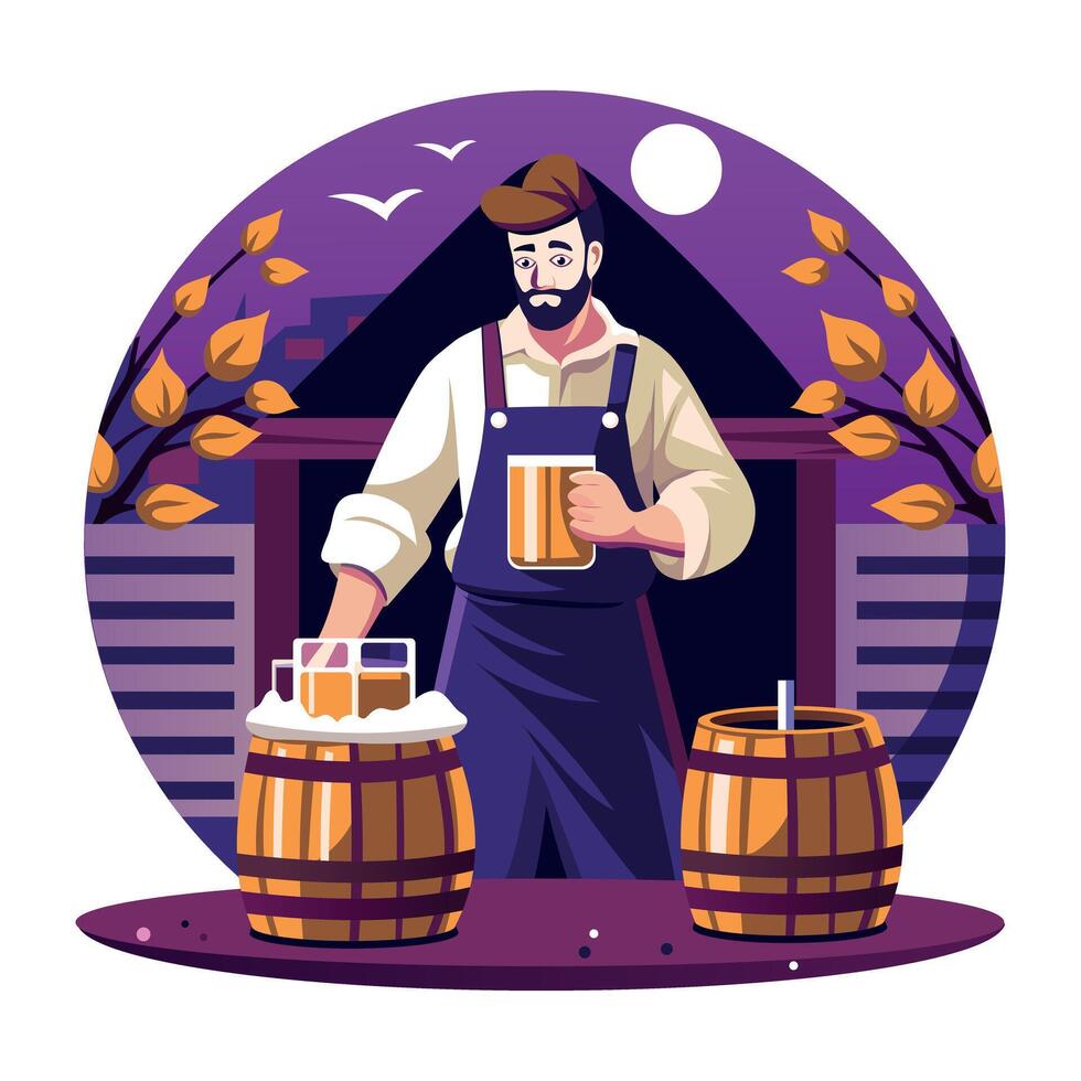 A flat illustration of beer festival vector