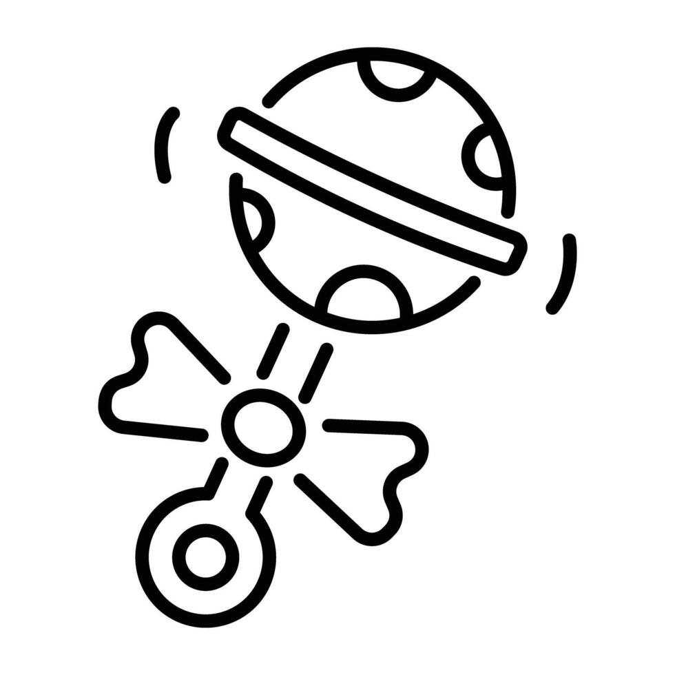A line icon of a baby rattle vector