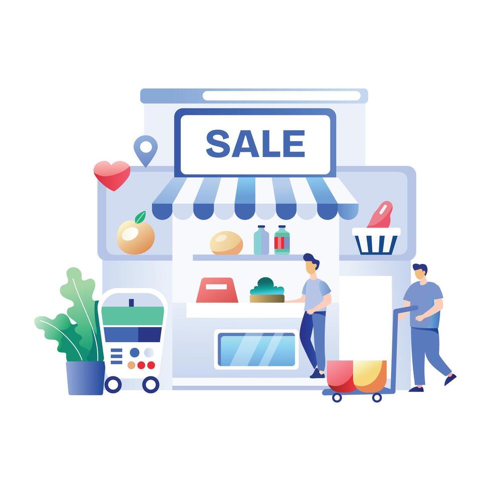 A flat illustration of shopping sale vector