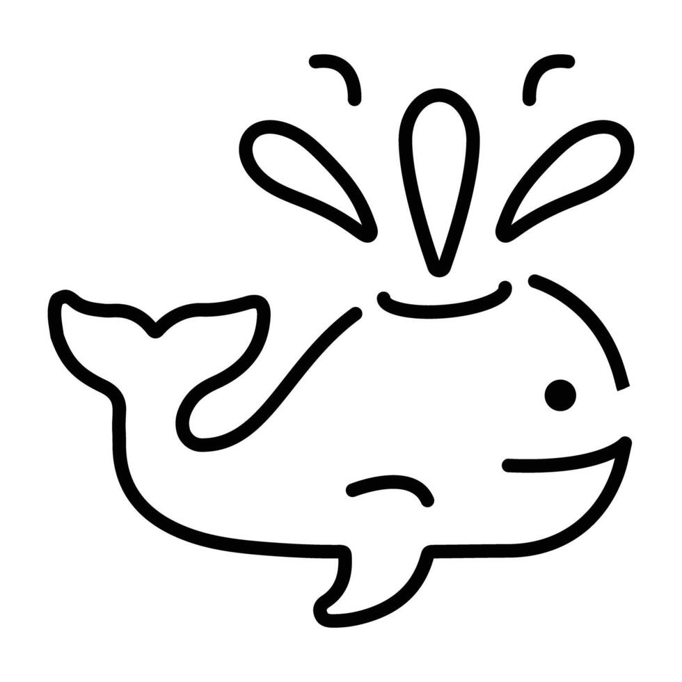 A line style icon of bathtub whale vector