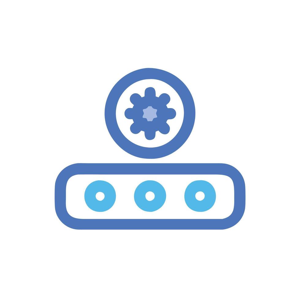 a blue icon of a computer with a clock on it vector
