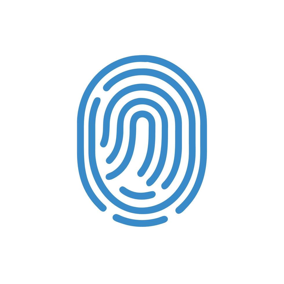 fingerprint icon, blue and white, on a white background vector