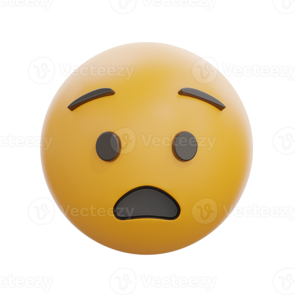 3D Anguished Face Emoji Emoticon Design png