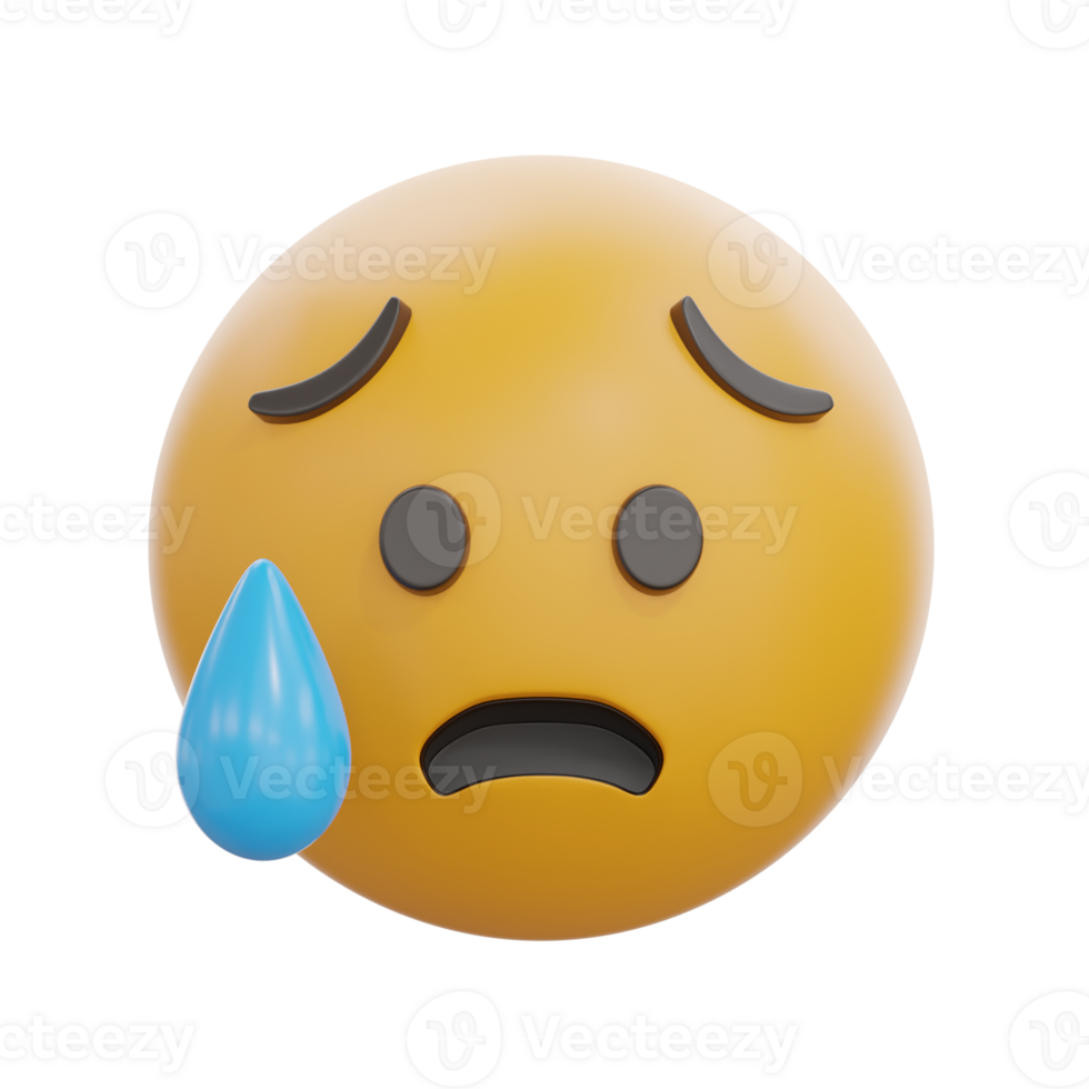 3D Anxious Face With Sweat Emoticon png