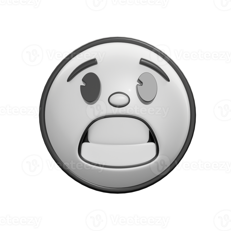 Retro 3D Emoticon with Anguished Expression png