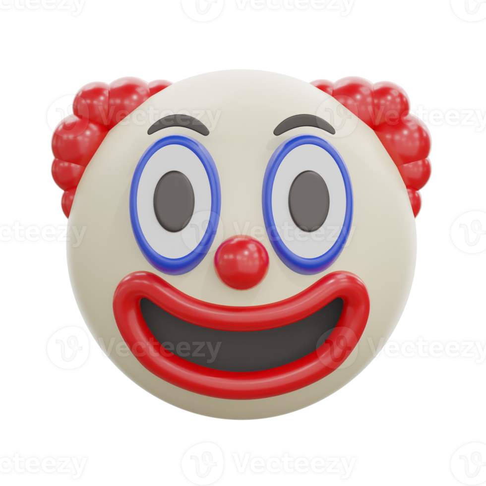 3D Clown Face Emoticon Emoji Design png