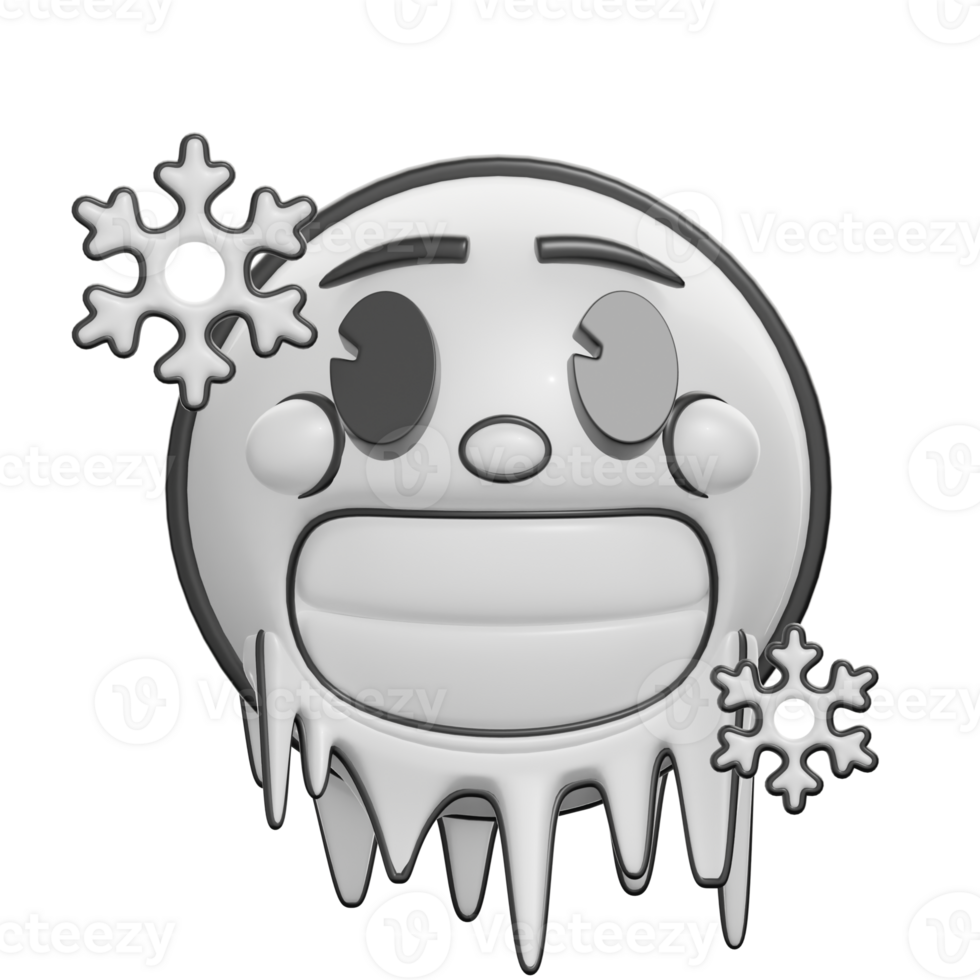 Retro 3D Frosty Emoticon with Snowflakes png