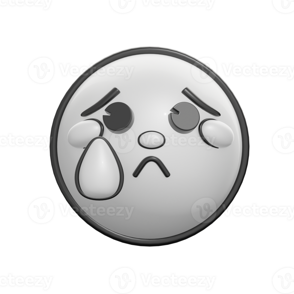 3D Retro Crying Emoticon Face Illustration png