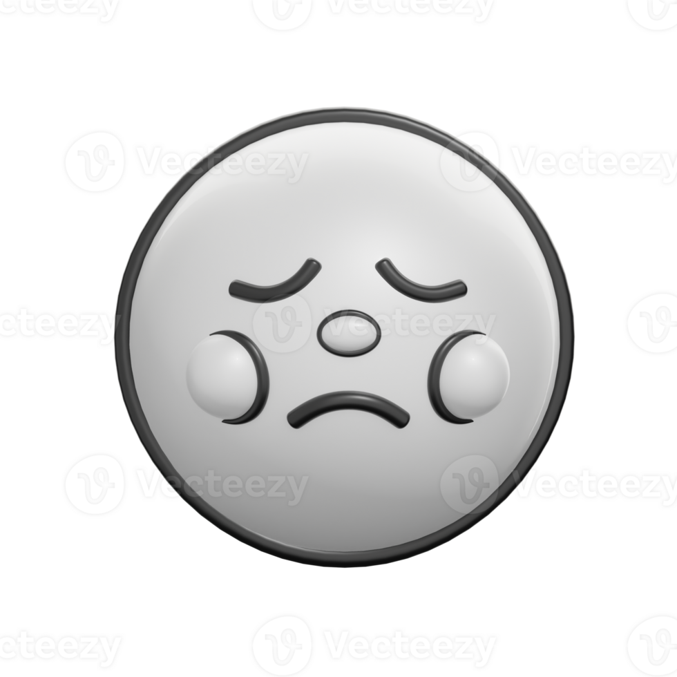 Retro 3D Disappointed Face Emoji Icon png