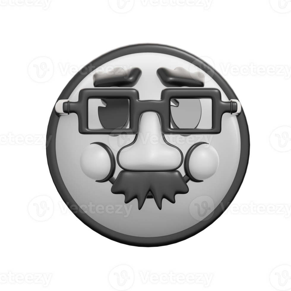 Retro 3D Disguised Face Emoticon Illustration png