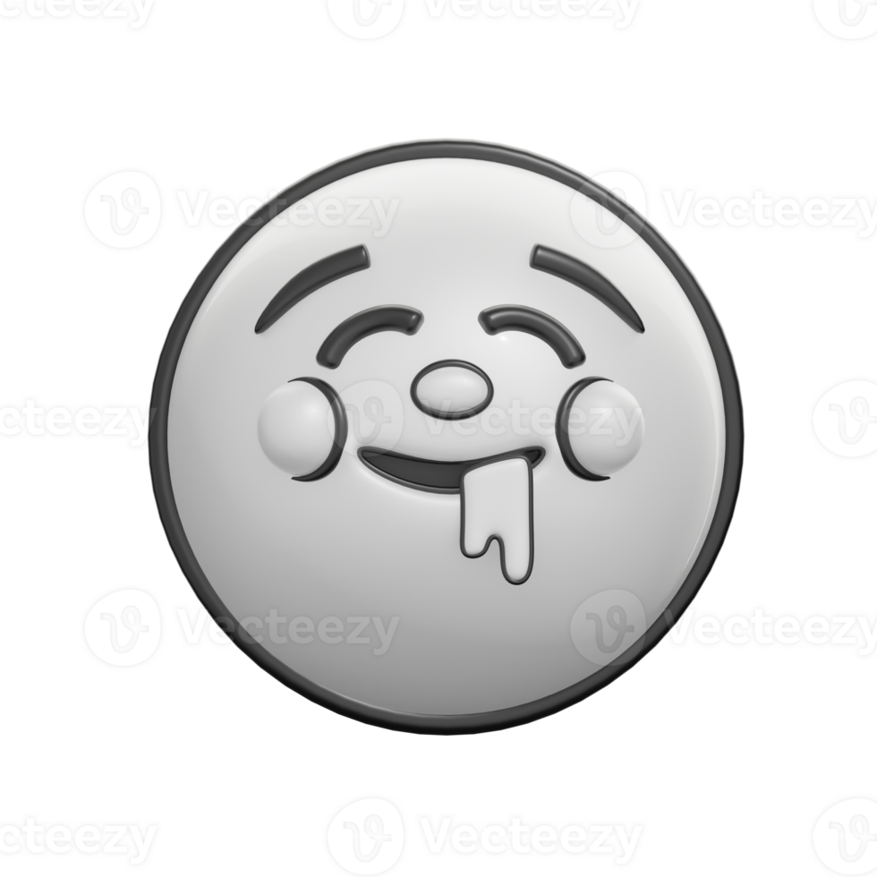 Retro Drooling 3D Face Emoticon Illustration png