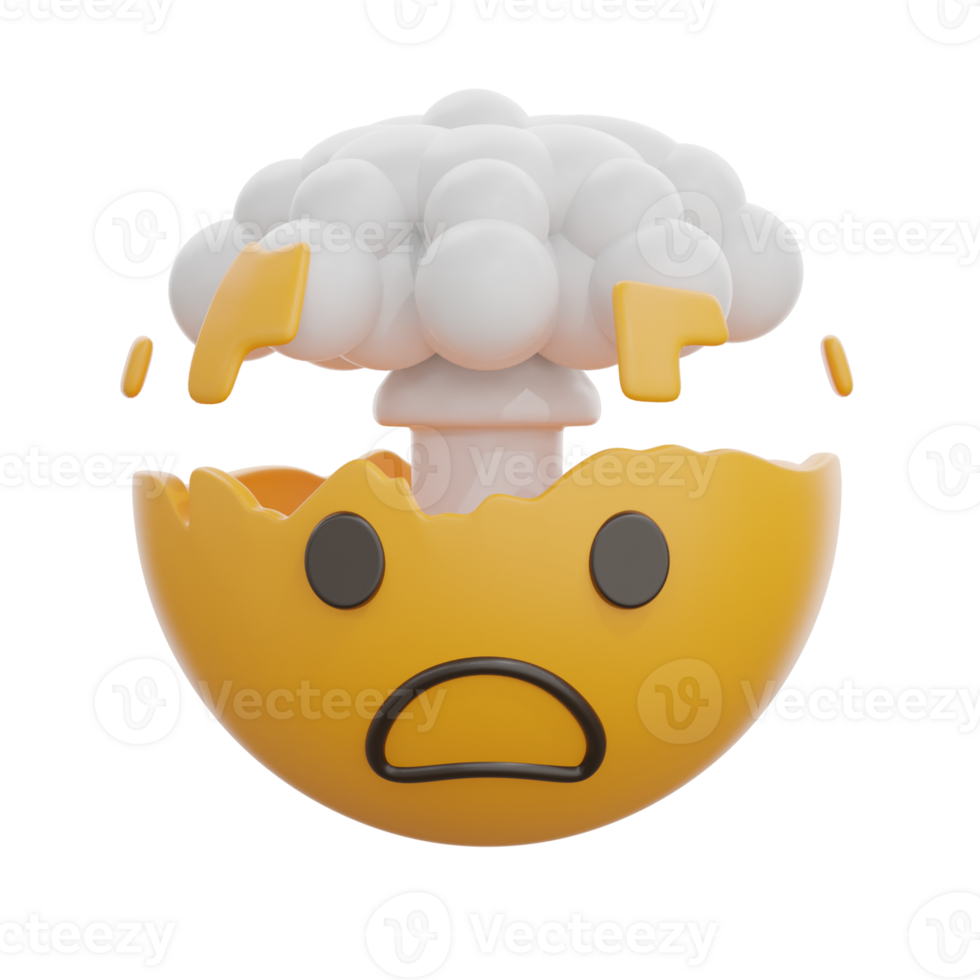 3D Exploding Head Emoji Emoticon Illustration png