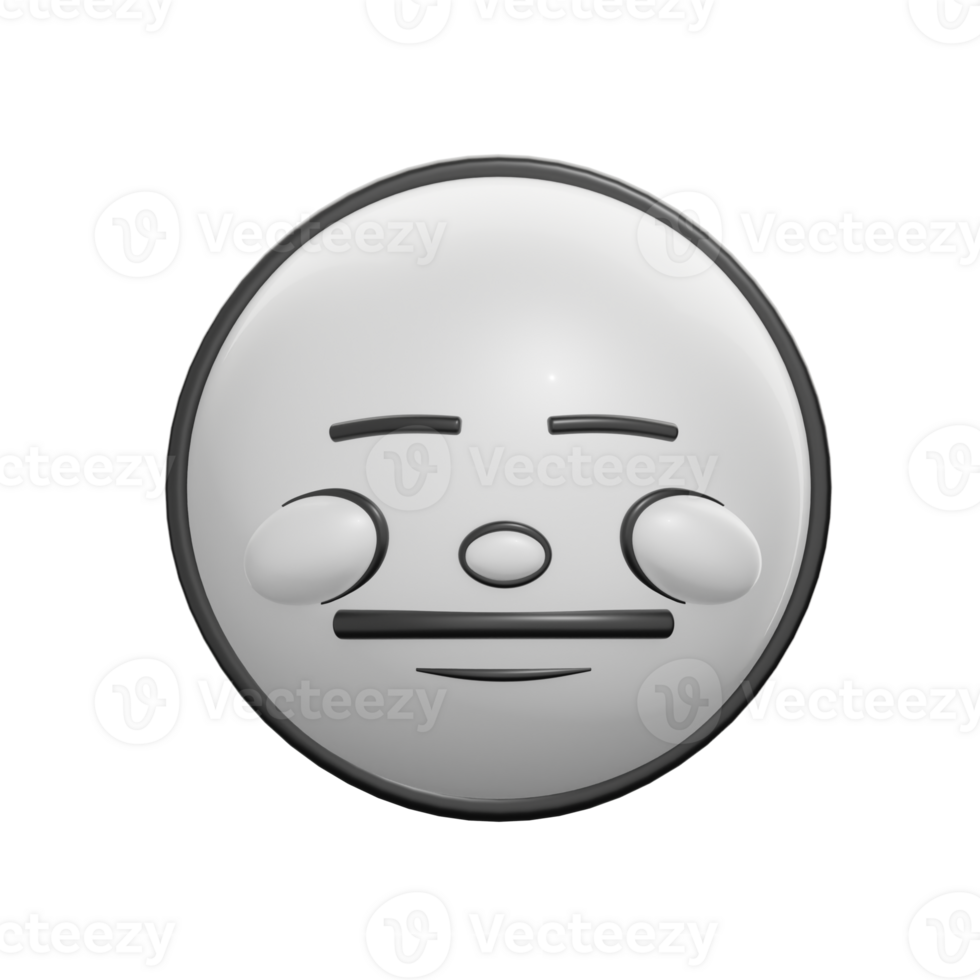 Retro 3D Expressionless Face Emoticon Illustration png