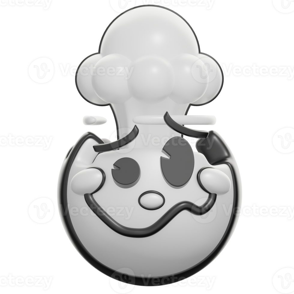 Retro 3D Cartoon Smiling Face Emoji Illustration png