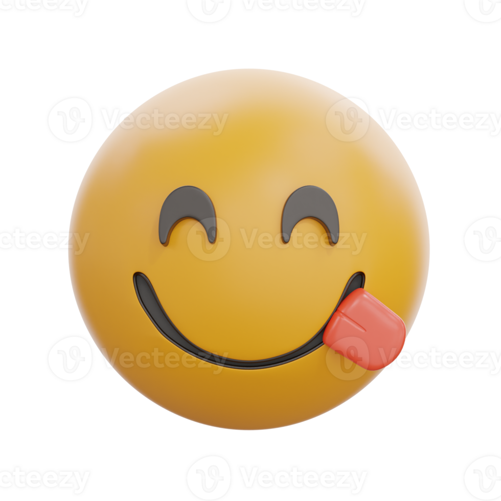 3D Smiling Face Savoring Delicious Food Emoji png