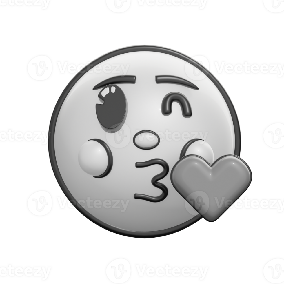Retro 3D Emoticon Blowing A Kiss Face png