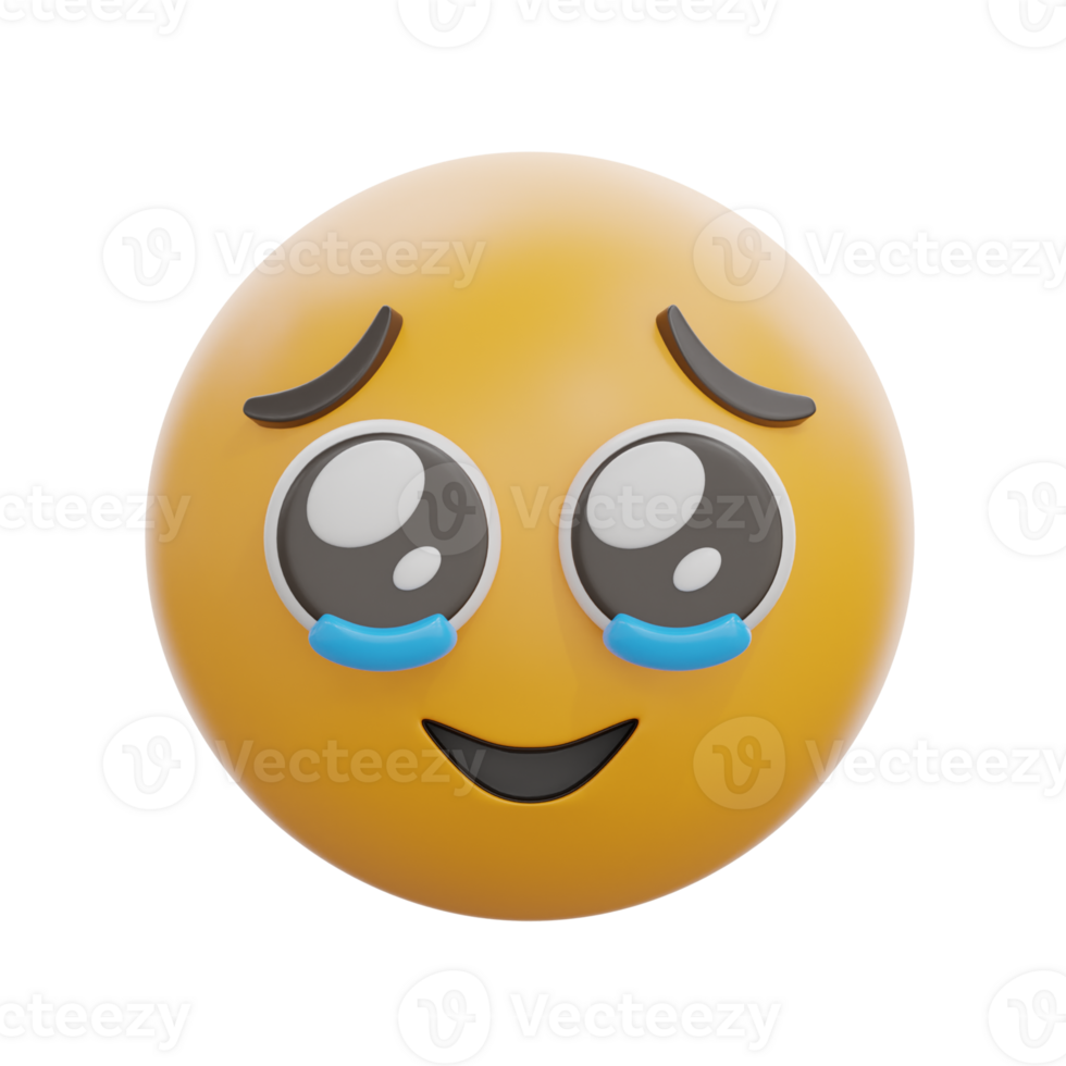 3D Emotional Face Holding Back Tears Emoji png