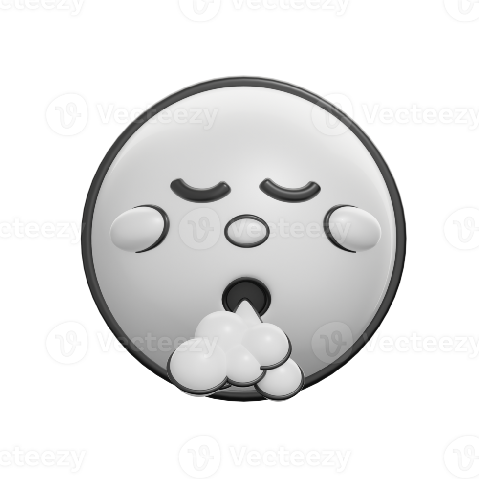 3D Retro Style Exhaling Emoticon Illustration png