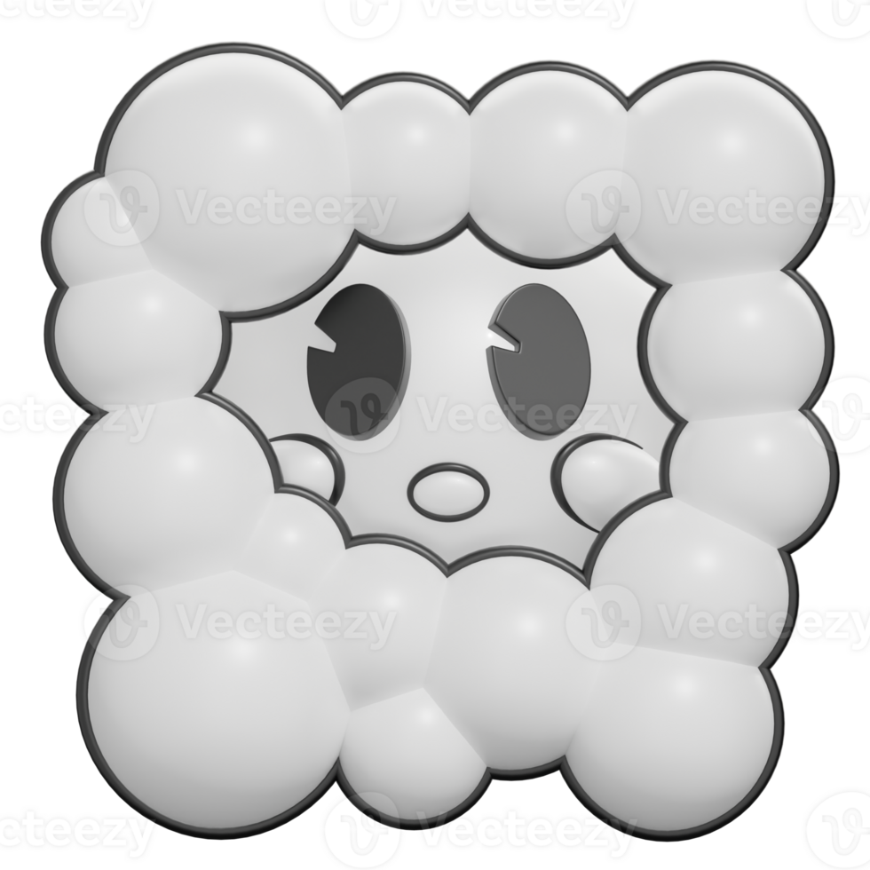 Retro Cloud Emoticon Face 3D Icon png