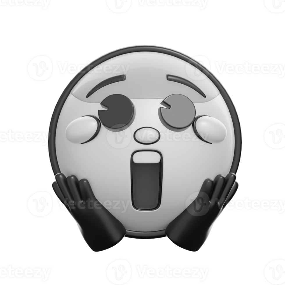 Retro 3D Emoticon With Surprised Expression Illustration png