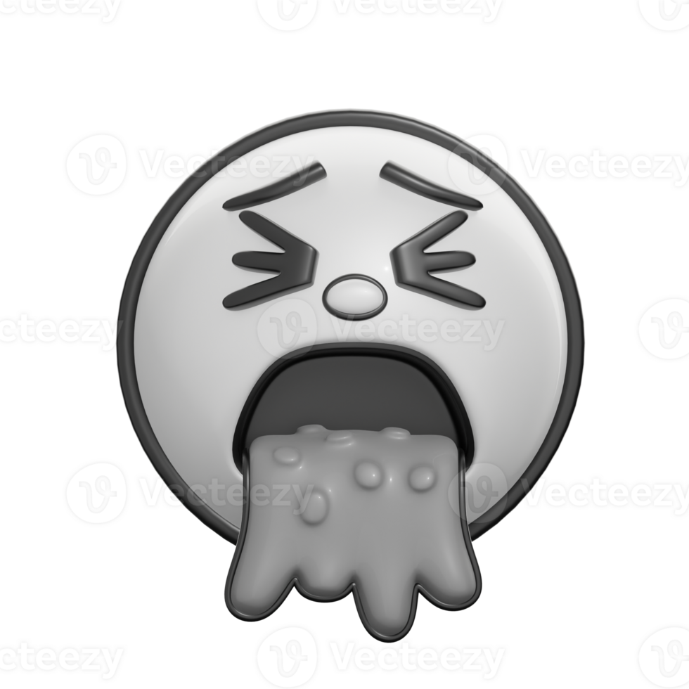 Retro 3D Emoticon Vomiting Expression Illustration png