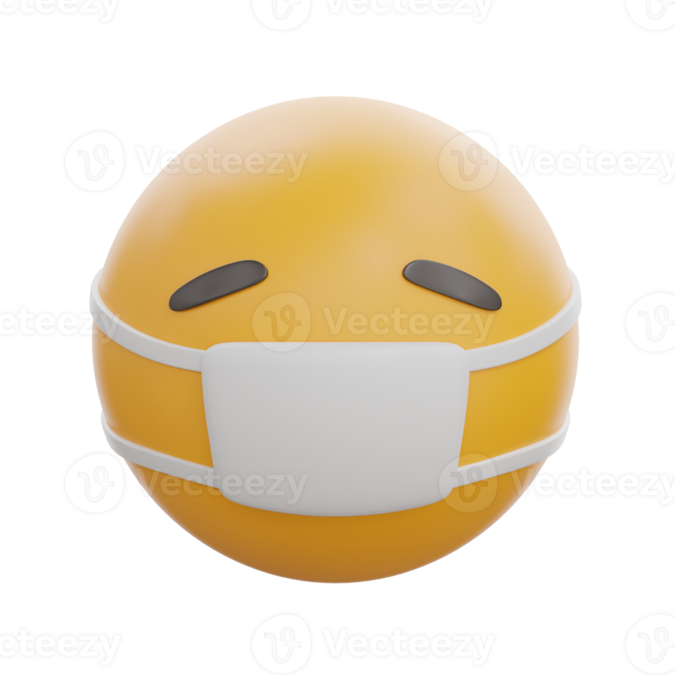 3D Yellow Face With Mask Emoji png