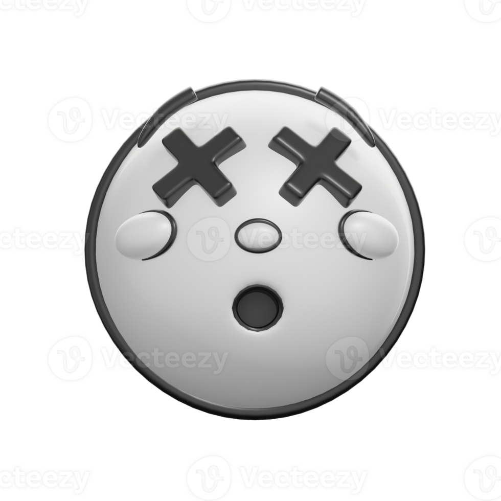 Retro 3D Emoticon with Crossed-Out Eyes Illustration png