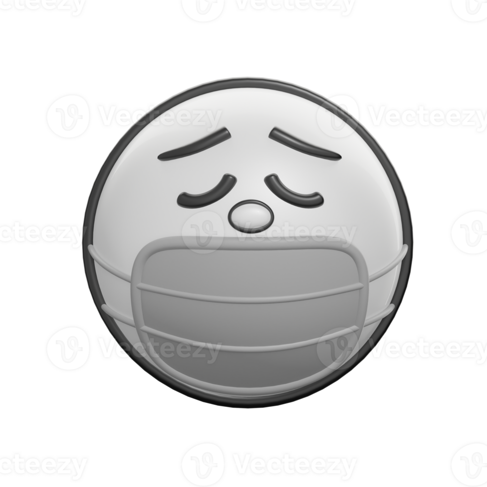 3D Retro Style Masked Emoticon Illustration png
