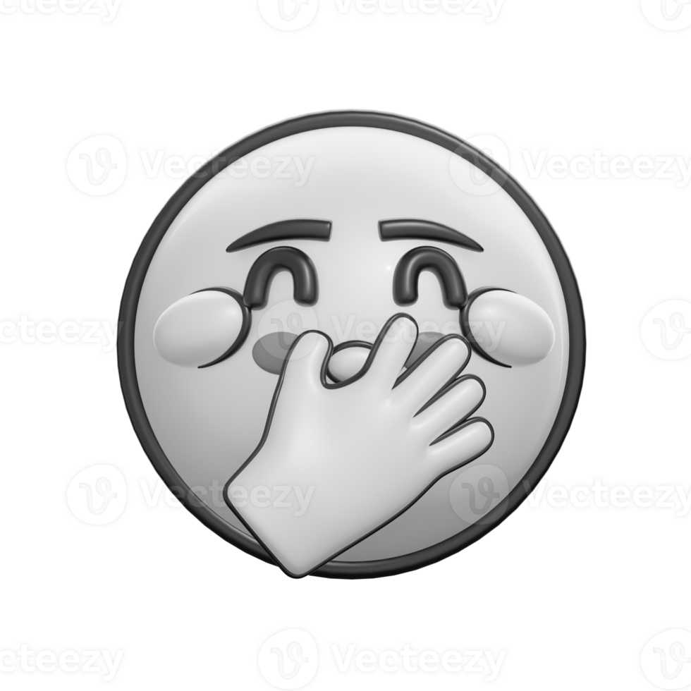 Retro 3D Emoticon Giggling Face Illustration png