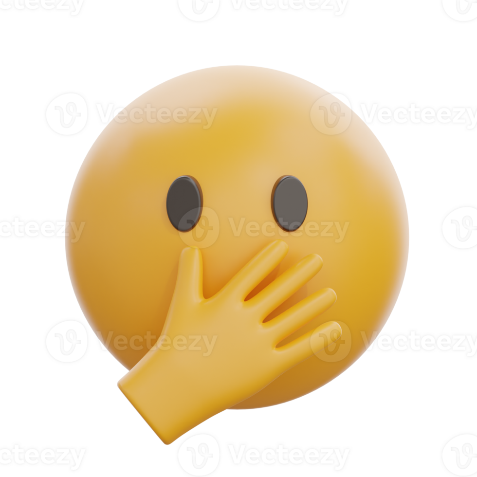 3D Face with Open Eyes Hand Over Mouth Emoji png