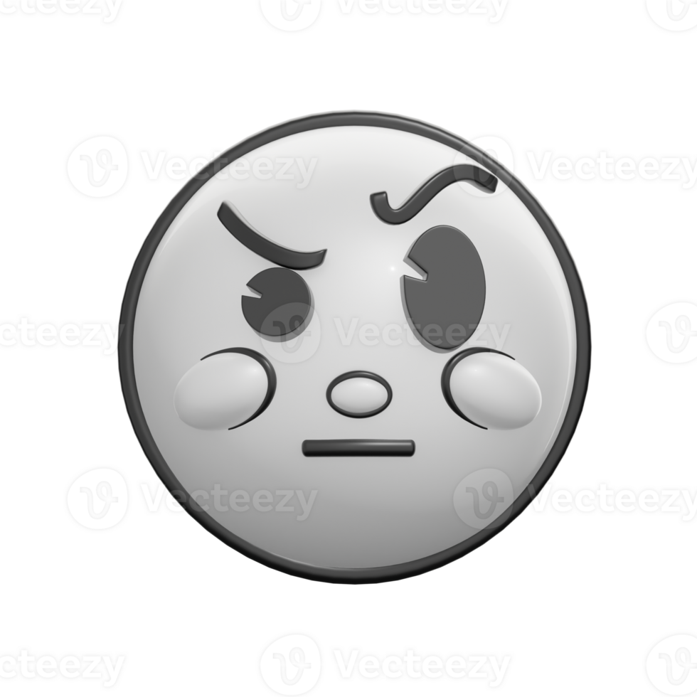 Retro 3D Emoticon With Raised Eyebrow Illustration png
