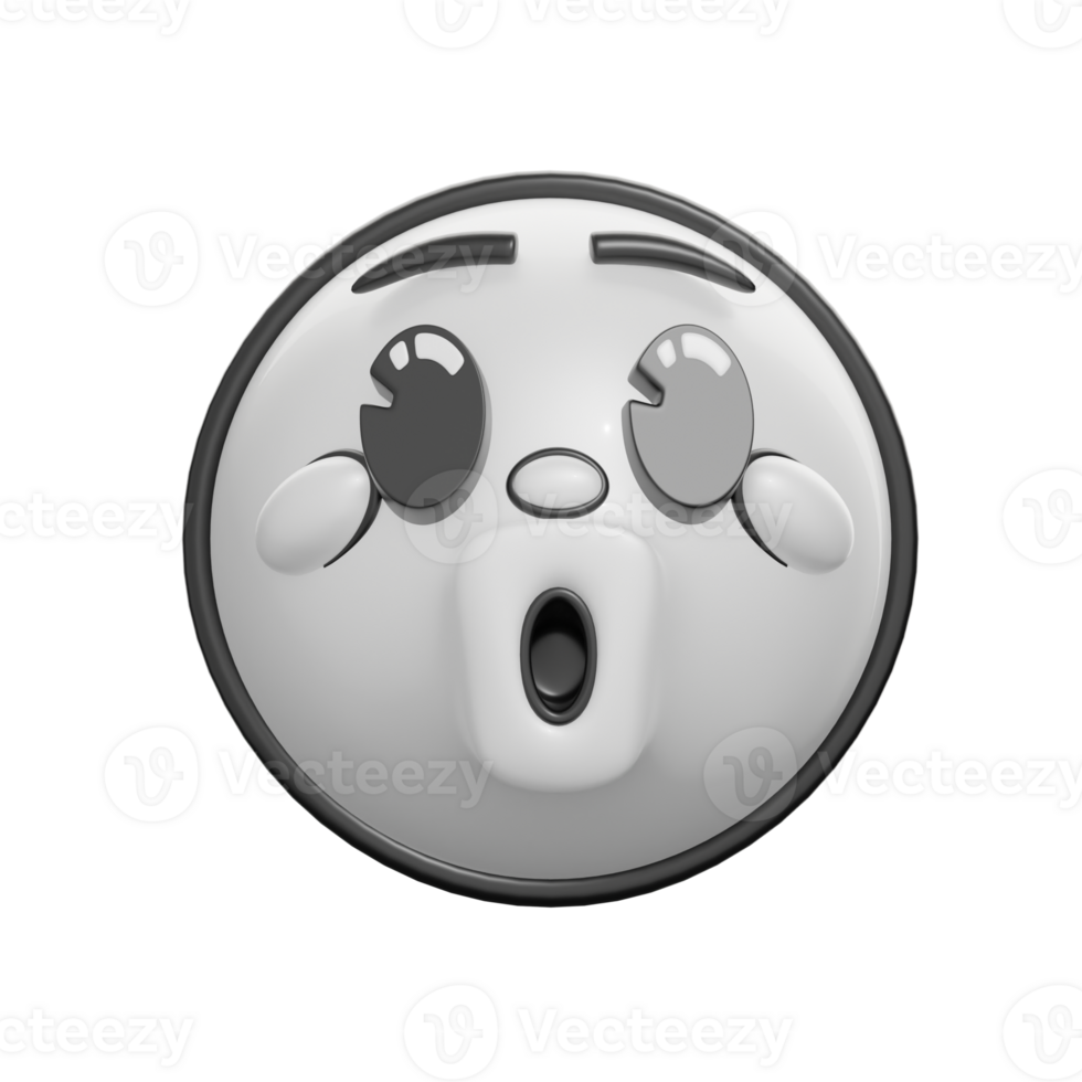3D Retro Emoticon With Surprised Expression Illustration png
