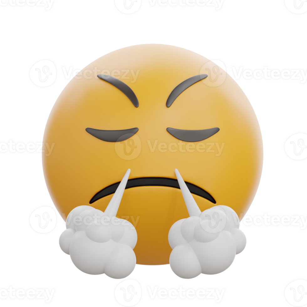 3D Angry Face With Steam Emoji png