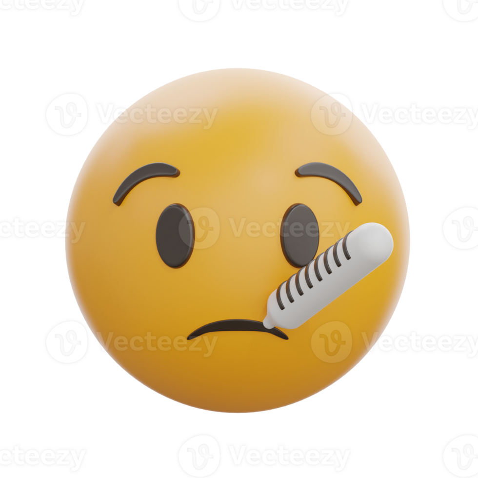 3D Face Emoji With Thermometer Sick Emotion png