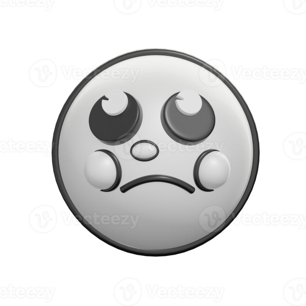 Retro 3D Monochrome Emoticon With Rolling Eyes Illustration png