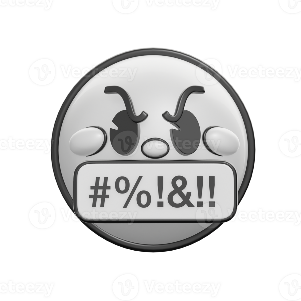Retro 3D Emoticon With Censored Expression Illustration png
