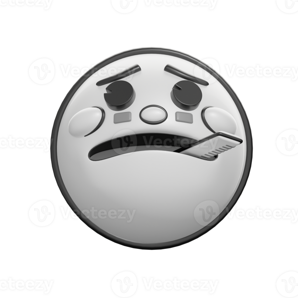 3D Retro Emoticon With Thermometer Expression Illustration png