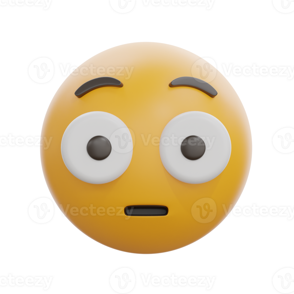 3D Surprised Flushed Face Emoji Emoticon png